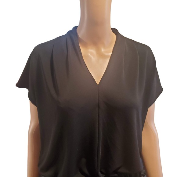 Talbots Size M Black Drop Elatic Waist Knit Stretch Boxy Minimalist Midi Dress - Picture 2 of 9